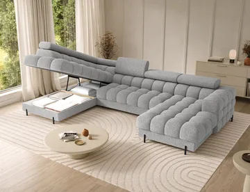Feraria 6-seters Bubblig sovesofa med divan og sjeselong, oppbevaring Venstre - Pellerito 03 - Møbler - Sofaer - Sovesofaer - Hjørnesovesofa