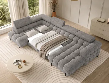 Feraria 6-seters Bubblig sovesofa med divan og sjeselong, oppbevaring Venstre - Pellerito 20 - Møbler - Sofaer - Sovesofaer - Hjørnesovesofa