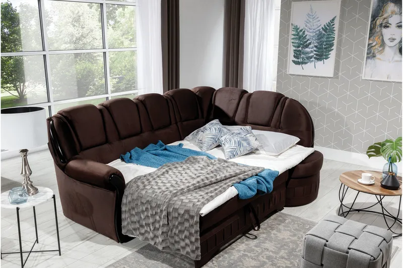 Fica Sovesofa med Sjeselong Høyre - Brun - Møbler - Sofaer - Sovesofaer - Langsgående sovesofa