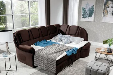 Fica Sovesofa med Sjeselong Høyre - Brun - Møbler - Sofaer - Sovesofaer - Langsgående sovesofa