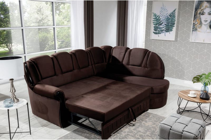 Fica Sovesofa med Sjeselong Høyre - Brun - Møbler - Sofaer - Sovesofaer - Langsgående sovesofa