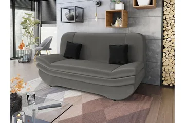 Figurelle 2-seter Rektangulær Sovesofa med Oppbevaring i Fløyel - Grå|Svart - Møbler - Sofaer - Sovesofaer - 2 seters sovesofa
