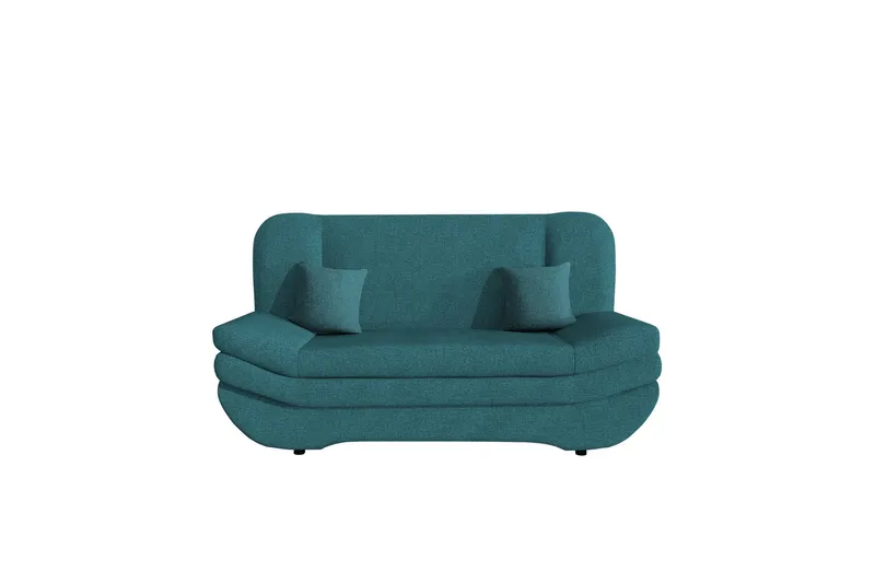 Figurelle 2-seter Rektangulær Sovesofa med Oppbevaring i Stoff, Blå