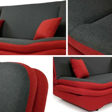 Figurelle 2-seter Rektangulær Sovesofa med Oppbevaring i Stoff - Grå - Møbler - Sofaer - Sovesofaer - 2 seters sovesofa