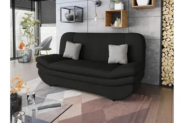 Figurelle 2-seter Rektangulær Sovesofa med Oppbevaring i Stoff - Svart|Grå - Møbler - Sofaer - Sovesofaer - 2 seters sovesofa