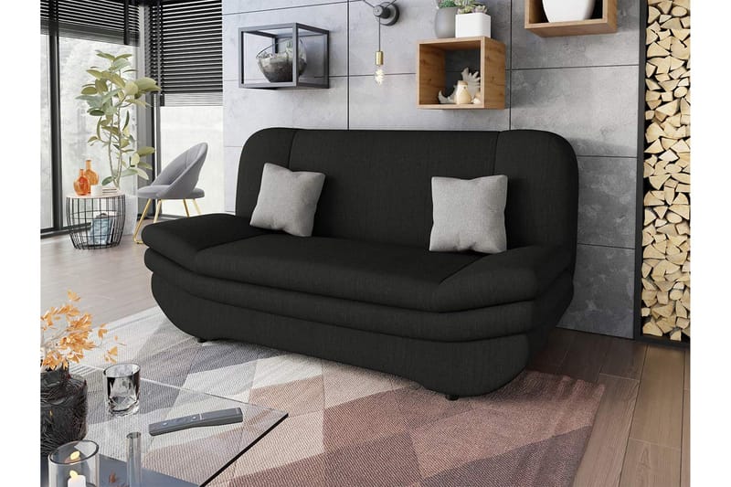 Figurelle 2-seter Rektangulær Sovesofa med Oppbevaring i Stoff - Svart|Grå - Møbler - Sofaer - Sovesofaer - 2 seters sovesofa