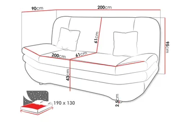 Figurelle 2-seter Utfellbar Sovesofa 130x190 cm med Oppbevaring i Stoff - Beige - Møbler - Sofaer - Sovesofaer - 2 seters sovesofa