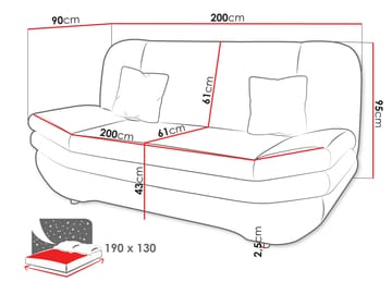 Figurelle 3-seters sovesofa - svart - Møbler - Sofaer - Sovesofaer - 2 seters sovesofa
