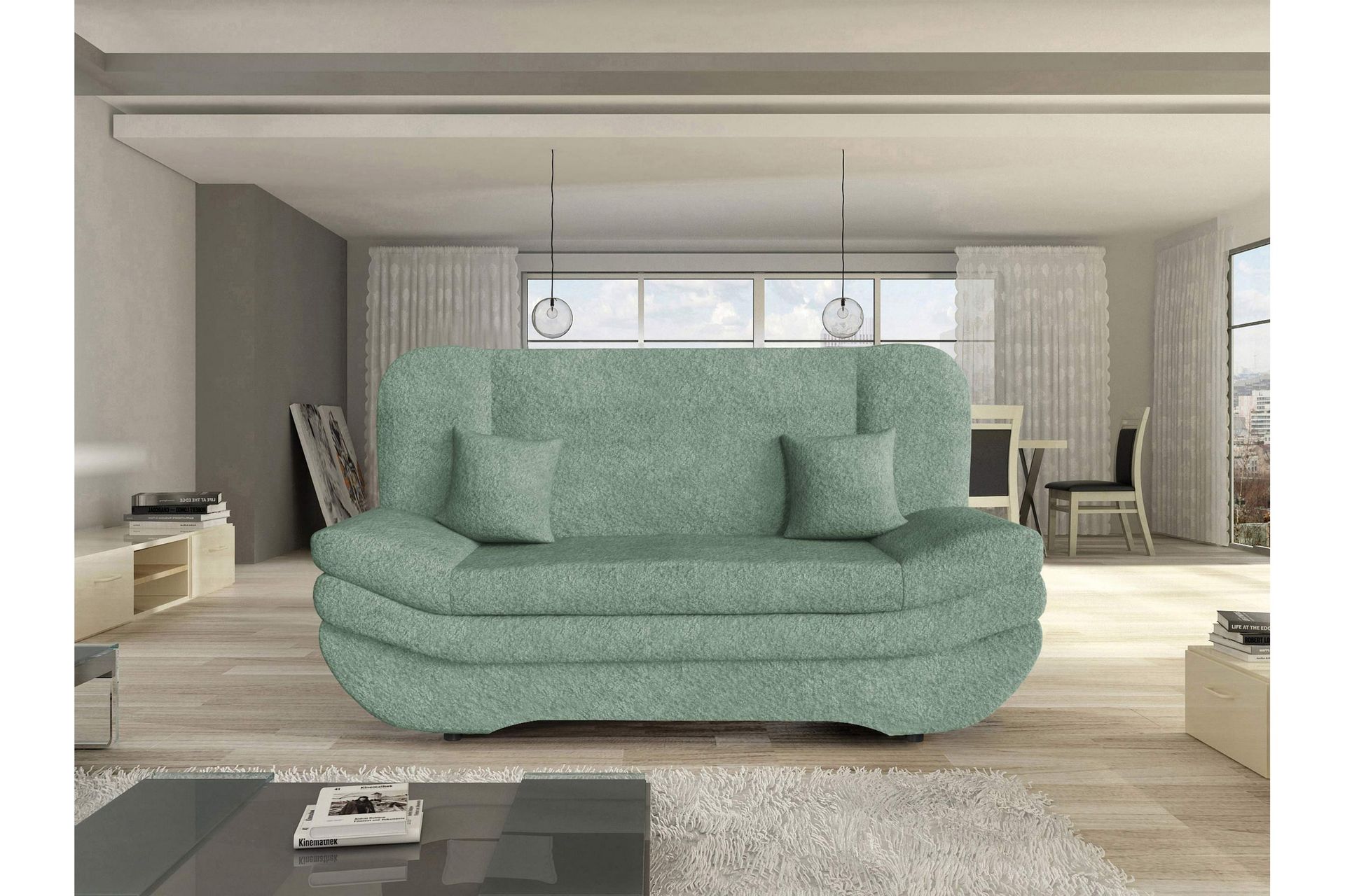 Figurelle Sovesofa 2-seter i Bouclé - Grønn - Møbler - Sofaer - Sovesofaer - 2 seters sovesofa