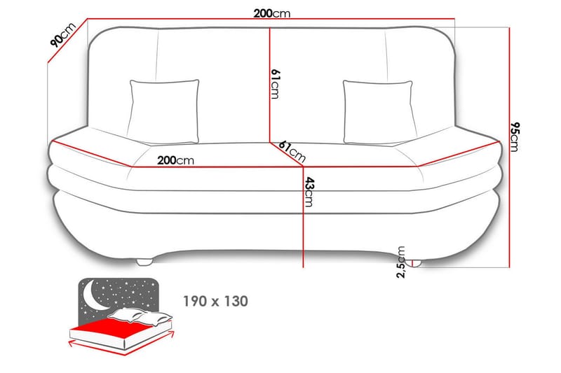 Figurelle Sovesofa 2-seter i Chenille - Oransje - Møbler - Sofaer - Sovesofaer - 2 seters sovesofa