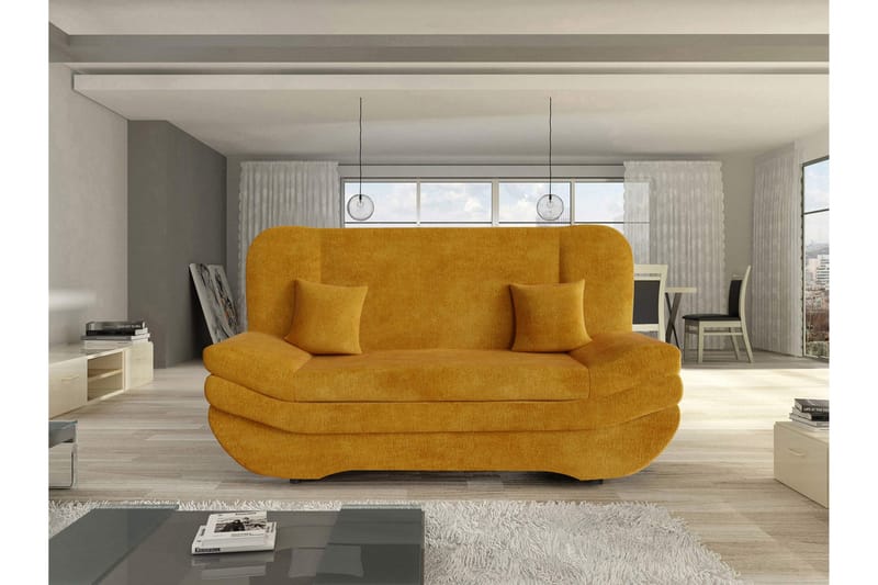 Figurelle Sovesofa 2-seter i Fløyel - Gul - Møbler - Sofaer - Sovesofaer - 2 seters sovesofa