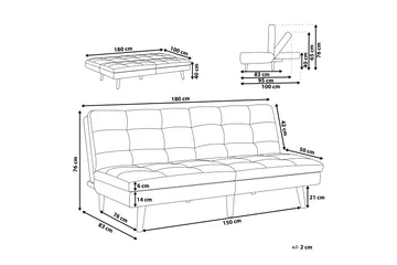 Finan Sovesofa 3-seter - Svart/Mørkt tre - Møbler - Sofaer - Sovesofaer - 3 seters sovesofa