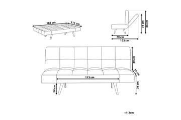 Fiora Sovesofa 3-seter - Brun/Lyst tre - Møbler - Sofaer - Sovesofaer - 3 seters sovesofa