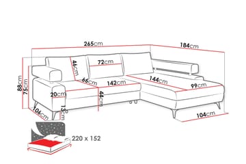 Fito Sovesofa med Sjeselong 3-seter - Grå - Møbler - Sofaer - Sovesofaer - Sovesofa divan
