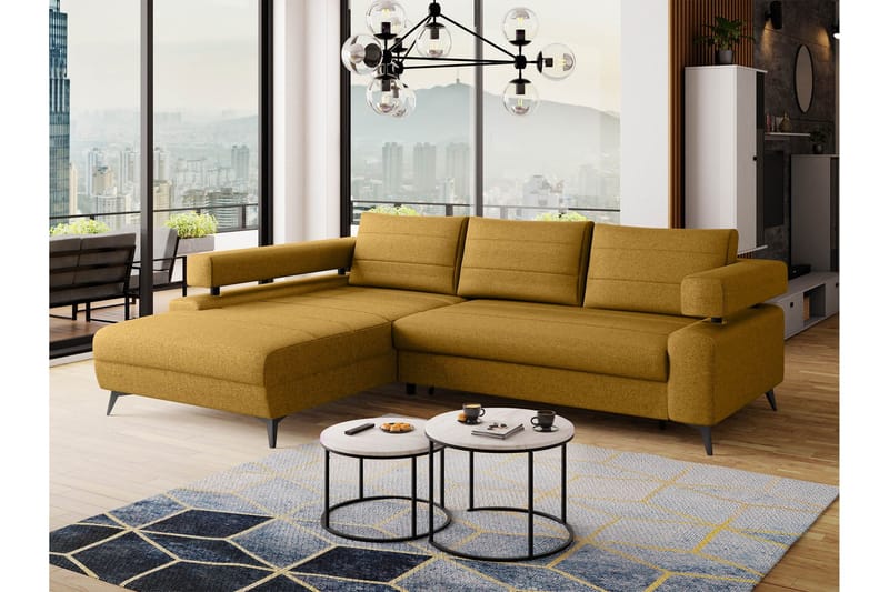 Fito Sovesofa med Sjeselong 3-seter - Gul - Møbler - Sofaer - Sovesofaer - Sovesofa divan