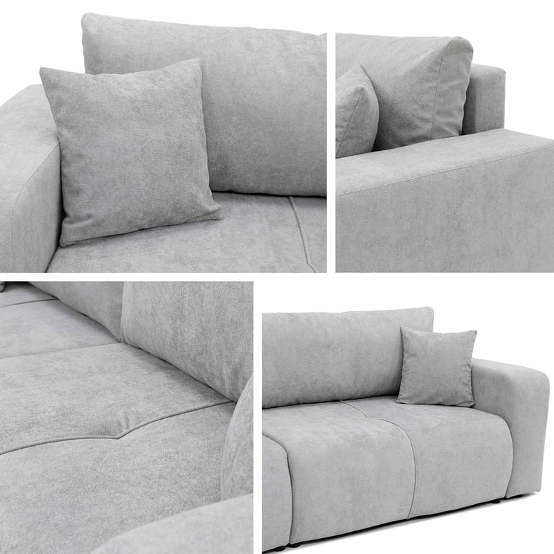 Flo 3-seter Kubisk Sovesofa med Oppbevaring i Bouclé - Grå - Møbler - Sofaer - Sovesofaer - 3 seters sovesofa