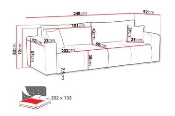 Flo 3-seter Sovesofa med Oppbevaring i Stoff - Beige - Møbler - Sofaer - Sovesofaer - 3 seters sovesofa