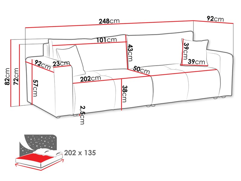 Flo Sovesofa 3-seter - Hvit - Møbler - Sofaer - Sovesofaer - 3 seters sovesofa