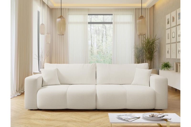 Flo Sovesofa 3-seter i Plysj - Grå - Møbler - Sofaer - Sovesofaer - 3 seters sovesofa