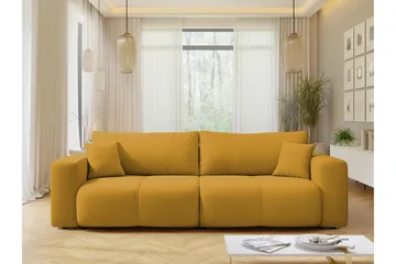 Flo Sovesofa 3-seter i Plysj - Gul - Møbler - Sofaer - Sovesofaer - 3 seters sovesofa