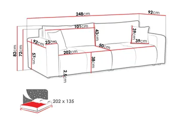 Flo Sovesofa 3-seter - Oransje - Møbler - Sofaer - Sovesofaer - 3 seters sovesofa