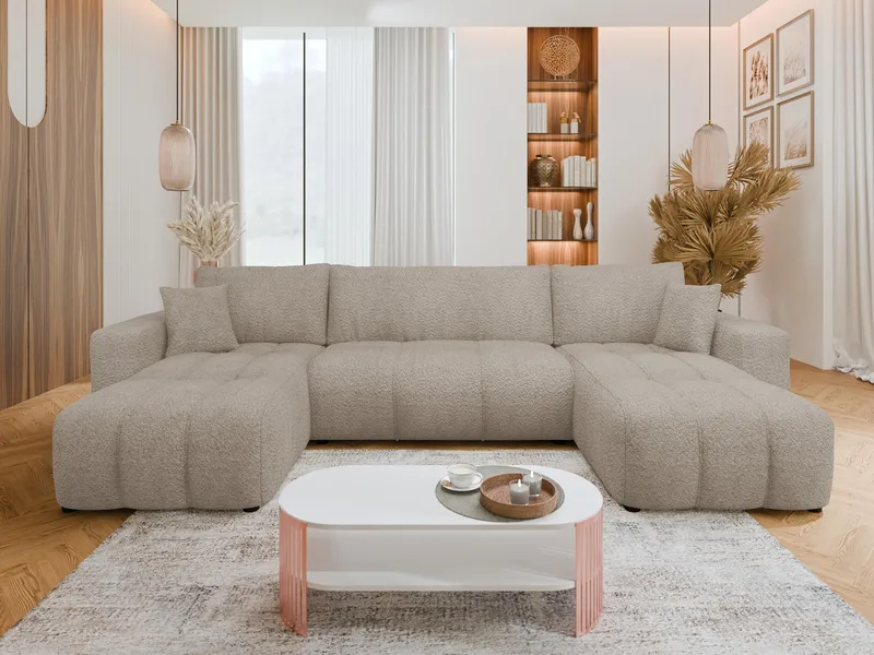 Flo Sovesofa med dobbel sjeselong 4-seter - Beige - Møbler - Sofaer - Sovesofaer - U sovesofa