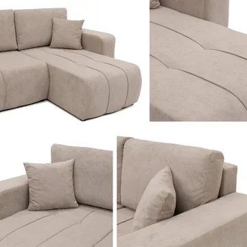Flo Sovesofa med dobbel sjeselong 4-seter - Beige - Møbler - Sofaer - Sovesofaer - U sovesofa