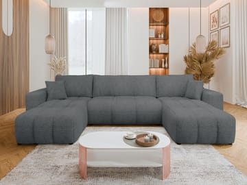 Flo Sovesofa med dobbel sjeselong 4-seter - Grå - Møbler - Sofaer - Sovesofaer - U sovesofa
