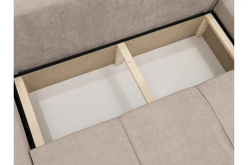 Flo Sovesofa med Dobbel Sjeselong 4-seter i Plysj - Beige - Møbler - Sofaer - Sovesofaer - U sovesofa