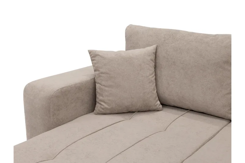 Flo Sovesofa med Dobbel Sjeselong 4-seter i Plysj - Beige - Møbler - Sofaer - Sovesofaer - U sovesofa