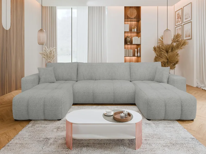 Flo Sovesofa med dobbel sjeselong 4-seter - Lysegrå - Møbler - Sofaer - Sovesofaer - U sovesofa