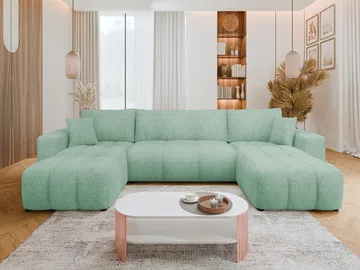 Flo Sovesofa med dobbel sjeselong 4-seter - Mintgrønn - Møbler - Sofaer - Sovesofaer - U sovesofa