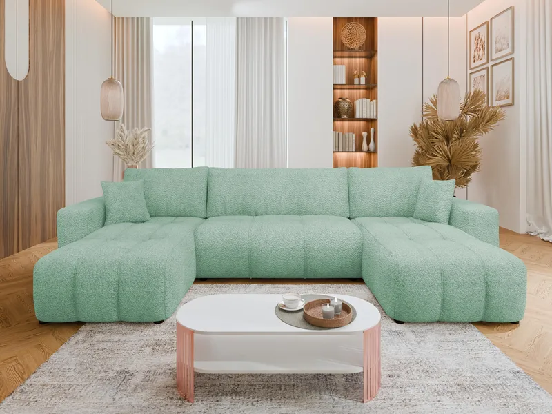 Flo Sovesofa med dobbel sjeselong 4-seter - Mintgrønn - Møbler - Sofaer - Sovesofaer - U sovesofa