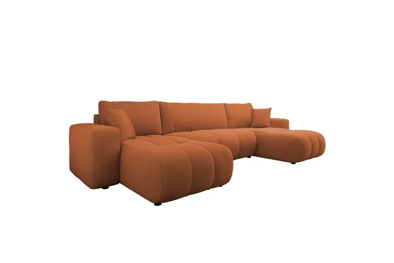 Flo Sovesofa med Dobbel Sjeselong 4-seter - Oransje - Møbler - Sofaer - Sovesofaer - U sovesofa