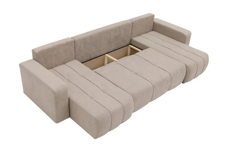 Flo Sovesofa med Dobbel Sjeselong 4-seter - Svart - Møbler - Sofaer - Sovesofaer - U sovesofa