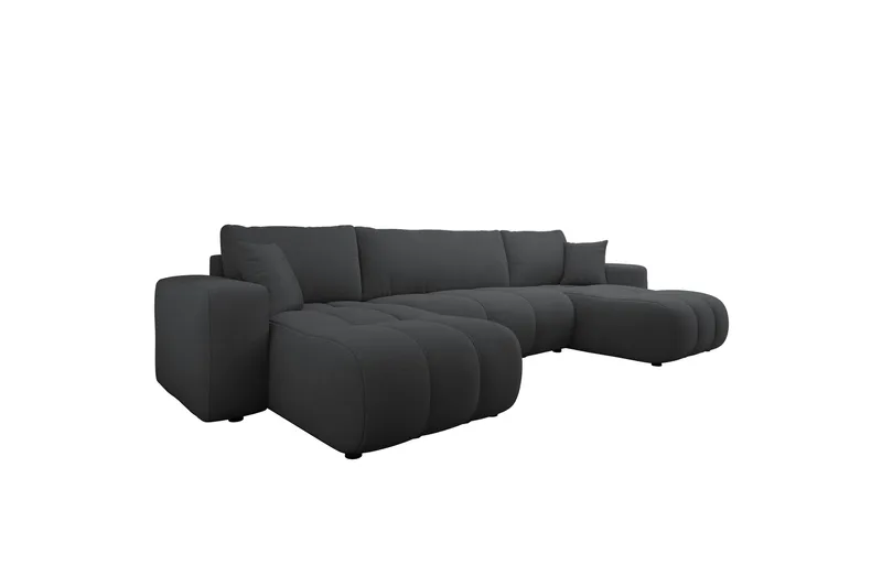 Flo Sovesofa med Dobbel Sjeselong 4-seter, Svart