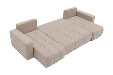 Flo Sovesofa med Dobbel Sjeselong 4-seter - Svart - Møbler - Sofaer - Sovesofaer - U sovesofa