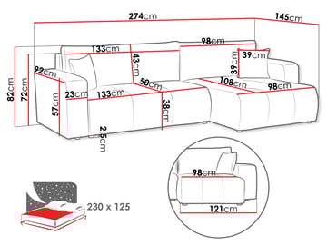 Flo Sovesofa med sjeselong 3-seter - Grå - Møbler - Sofaer - Sovesofaer - Sovesofa divan