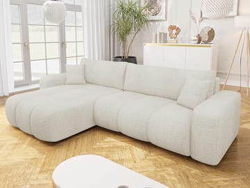 Flo Sovesofa med sjeselong 3-seter - Hvit - Møbler - Sofaer - Sovesofaer - Langsgående sovesofa