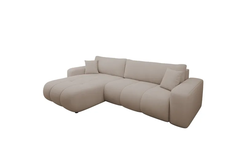 Flo Sovesofa med Sjeselong 3-seter i Plysj - Beige - Møbler - Sofaer - Sovesofaer - Sovesofa divan