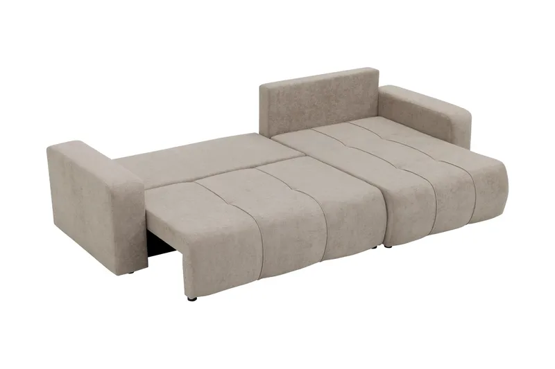 Flo Sovesofa med Sjeselong 3-seter i Plysj - Beige - Møbler - Sofaer - Sovesofaer - Sovesofa divan