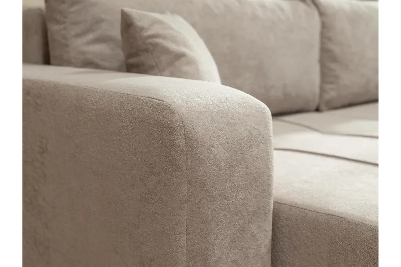 Flo Sovesofa med Sjeselong 3-seter i Plysj - Gul - Møbler - Sofaer - Sovesofaer - Sovesofa divan