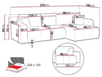 Flo Sovesofa med sjeselong 3-seter - Mintgrønn - Møbler - Sofaer - Sovesofaer - Langsgående sovesofa