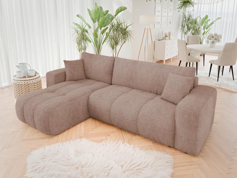 Flo Sovesofa med sjeselong 3-seter - Rosa - Møbler - Sofaer - Sovesofaer - Sovesofa divan