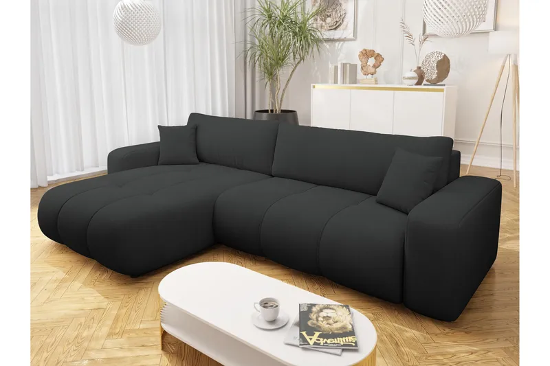 Flo Sovesofa med Sjeselong 3-seter - Svart - Møbler - Sofaer - Sovesofaer - Sovesofa divan