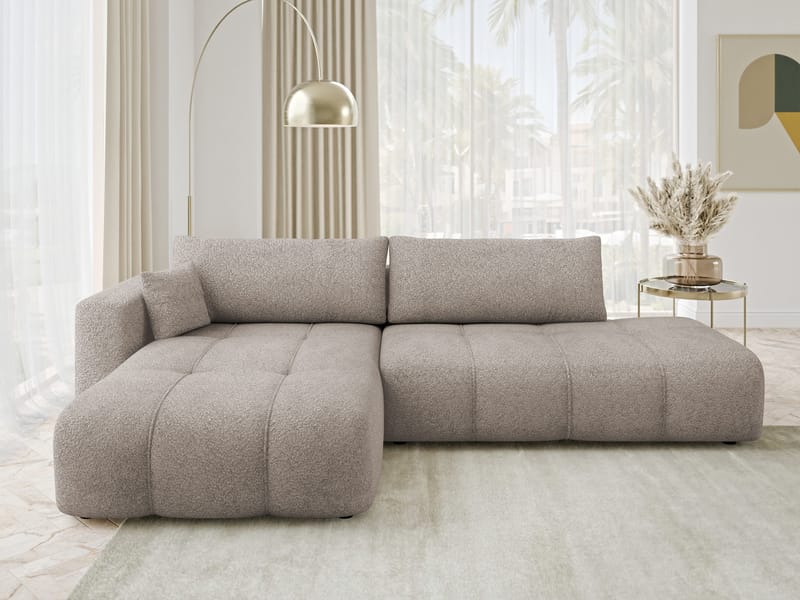 Flo Sovesofa med sjeselong 4-seter - Beige - Møbler - Sofaer - Sovesofaer - Langsgående sovesofa