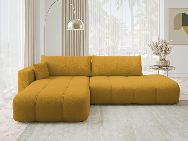 Flo Sovesofa med sjeselong 4-seter - Gul - Møbler - Sofaer - Sovesofaer - Langsgående sovesofa
