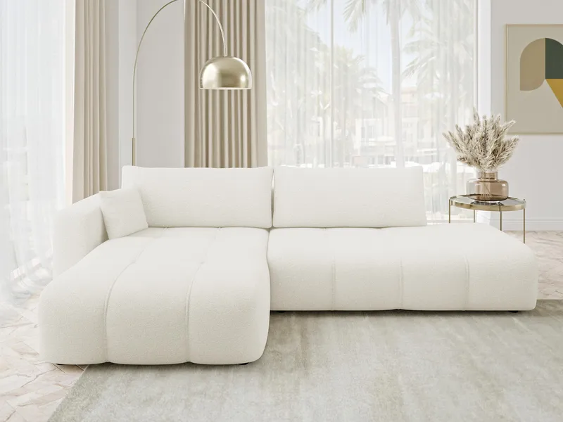 Flo Sovesofa med sjeselong 4-seter - Hvit - Møbler - Sofaer - Sovesofaer - Langsgående sovesofa