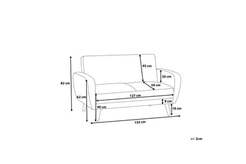 Florli Sovesofa 155 cm - Svart - Møbler - Sofaer - Sovesofaer - 2 seters sovesofa
