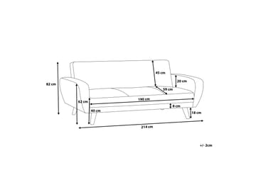 Florli Sovesofa 214 cm - Svart - Møbler - Sofaer - Sovesofaer - Langsgående sovesofa